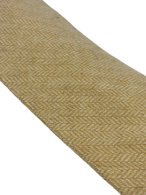 honey gold yellow wool tie  with a herringbone design